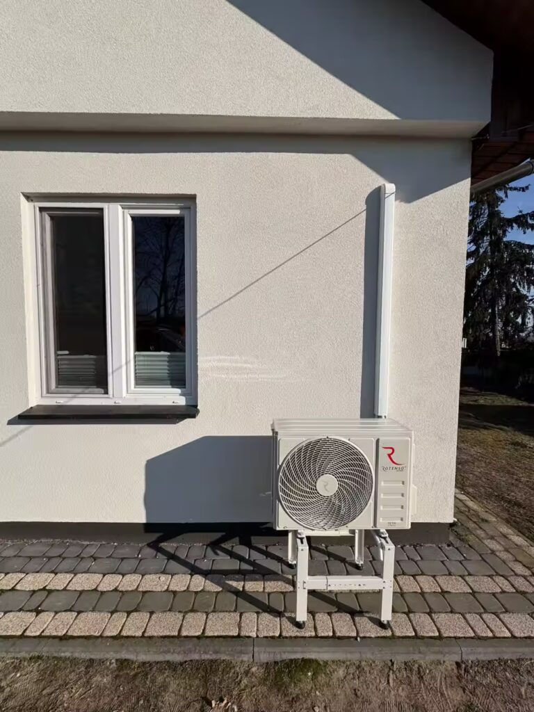 Montaż typu przez ścianę wydajnego agregatu modelu Rotenso Teta